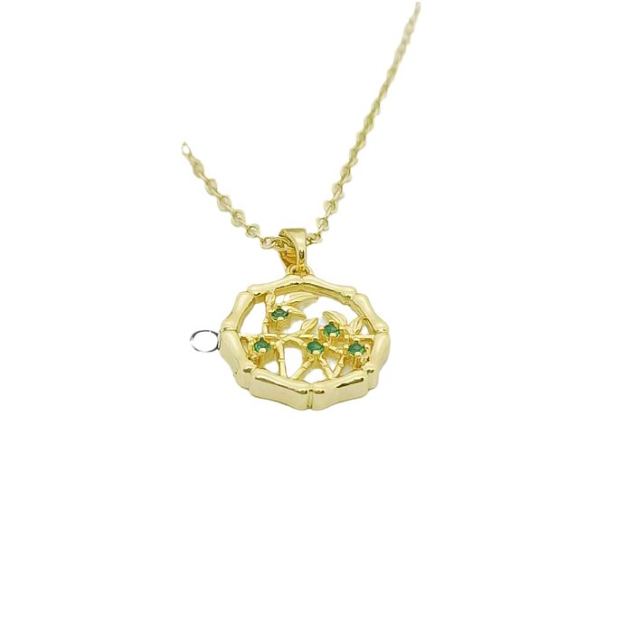 Collier avec pendentif en forme de fleur de bambou, queue de poisson, en acier inoxydable, plaqué or 18 carats, perle et Zircon, en vrac, Style IG