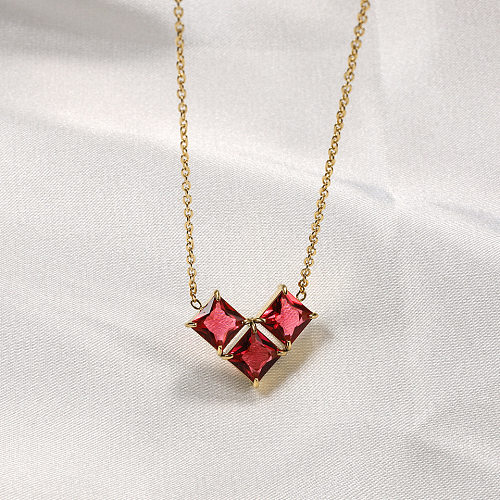 1 Piece Cute Heart Shape Stainless Steel Plating Inlay Zircon Necklace