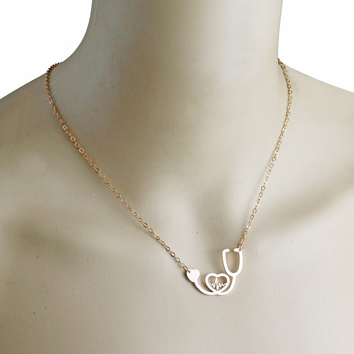 الجملة مجوهرات السماعة الكهربائية القلب قلادة الفولاذ المقاوم للصدأ قلادة المجوهرات