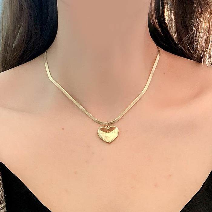Simple Style Heart Shape Stainless Steel Plating Gold Plated Pendant Necklace