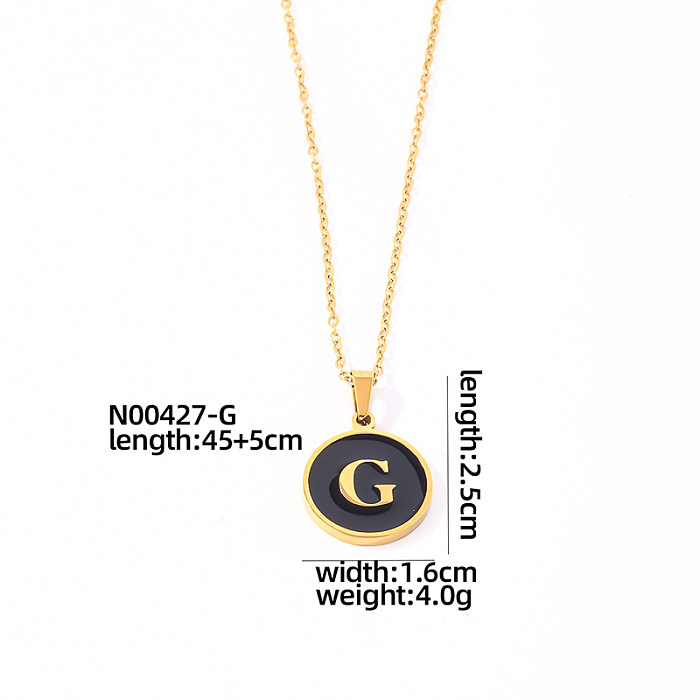 Simple Style Round Letter Stainless Steel  Gold Plated Shell Pendant Necklace In Bulk