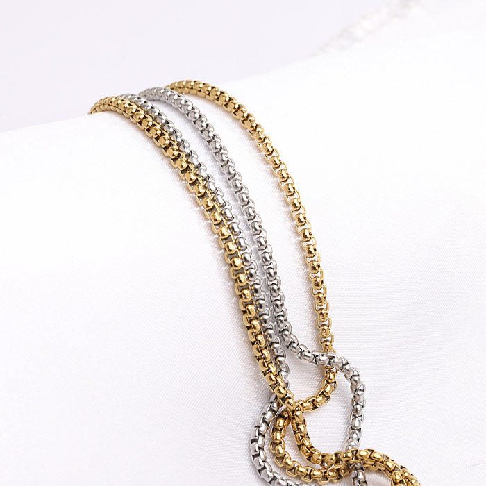 Collar con colgante chapado en oro de acero inoxidable de color sólido de estilo simple