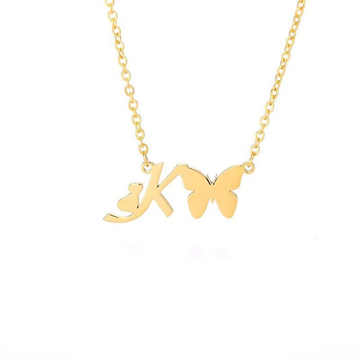 Simple Style Letter Stainless Steel  Stainless Steel Plating Gold Plated Pendant Necklace