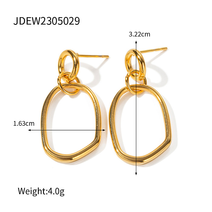 1 paire de boucles d'oreilles pendantes en acier inoxydable plaqué or 18 carats, Style IG Simple, placage rond ajouré
