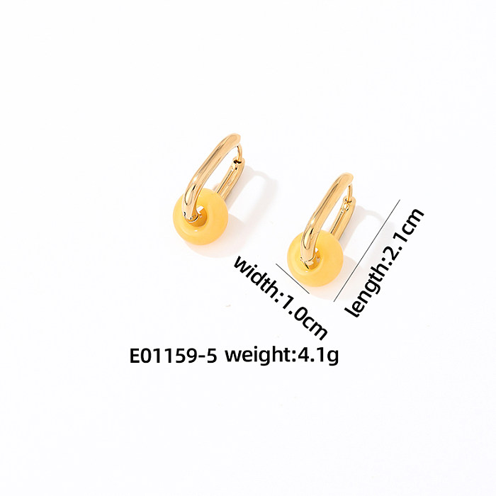 1 par de brincos banhados a ouro de aço inoxidável com revestimento oval de estilo simples