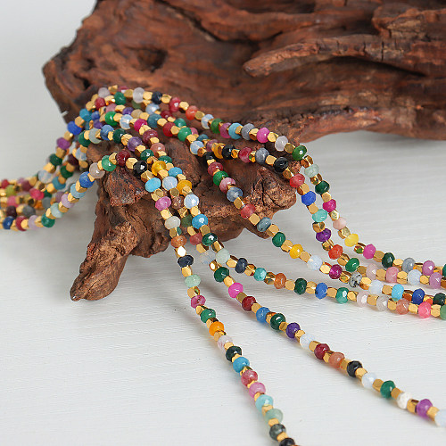 Collier plaqué or 18 carats avec perles en verre coloré tropical hawaïen