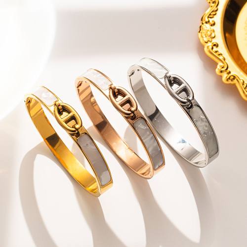 Modern Style Solid Color Titanium Steel Plating Bangle