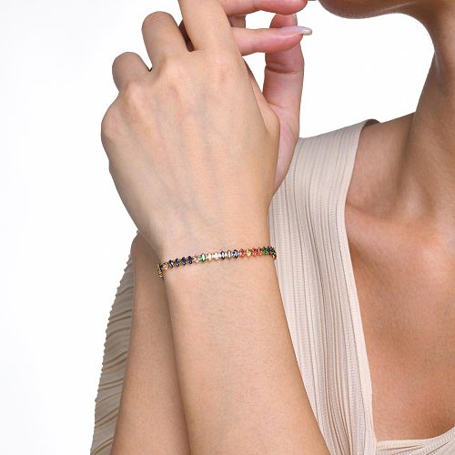 Bracelets en Zircon plaqué or 18 carats en acier inoxydable coloré artistique romantique de Style IG en vrac