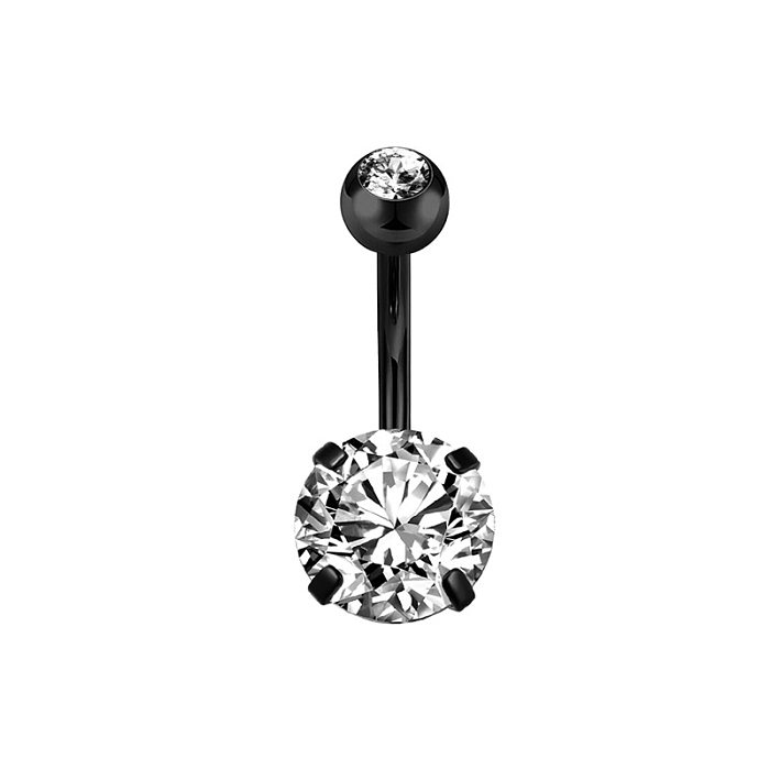 Incrustation de placage en forme de cœur, Style Simple, en acier inoxydable, anneau en Zircon, décoration de nombril, 1 pièce