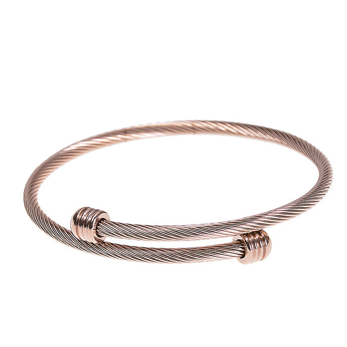 Simple Style Solid Color Twist Stainless Steel Bangle In Bulk