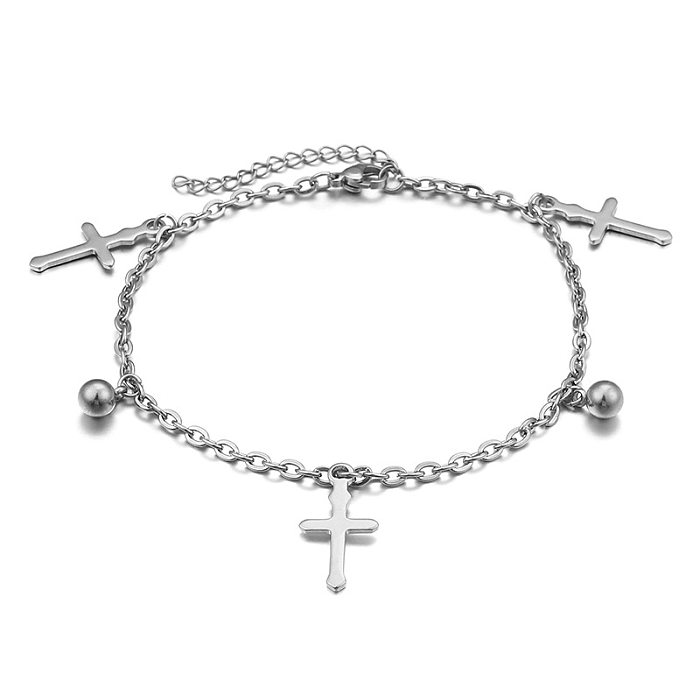 Titanium Steel Cross Anklet Balls Pendent Anklet Wholesale jewelry
