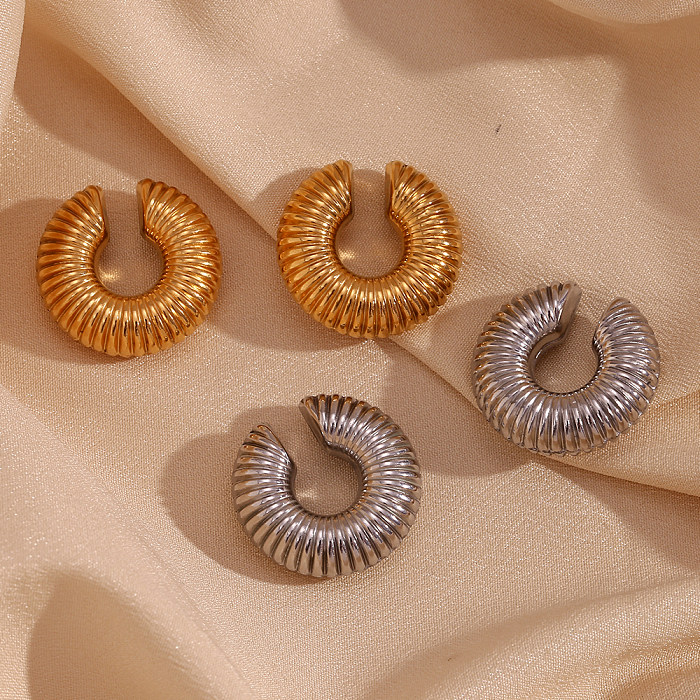 1 Paar Retro-Ohrringe im einfachen Stil mit einfarbiger Beschichtung aus 18 Karat vergoldetem Edelstahl