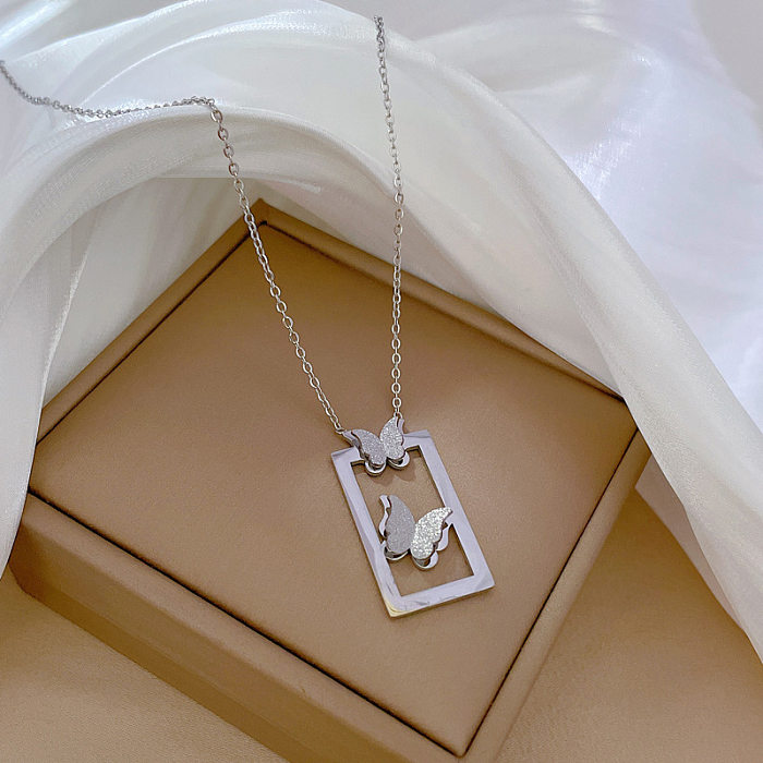 Fashion Butterfly Stainless Steel Plating Pendant Necklace