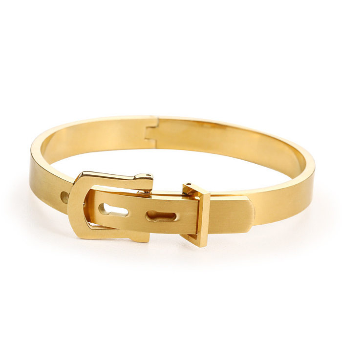 Cool Style Solid Color Stainless Steel Plating Bangle