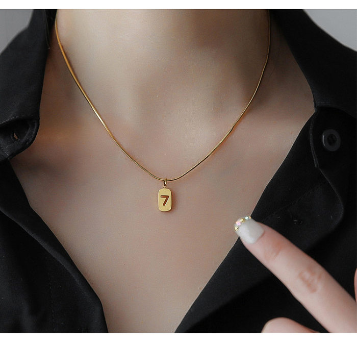 Fashion Number Stainless Steel Plating Pendant Necklace