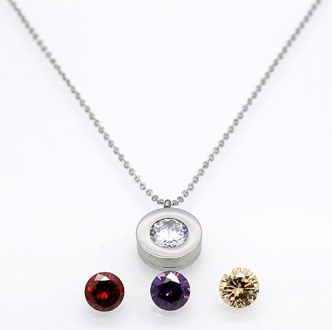 1 Piece Fashion Round Stainless Steel  Plating Inlay Artificial Gemstones Pendant Necklace