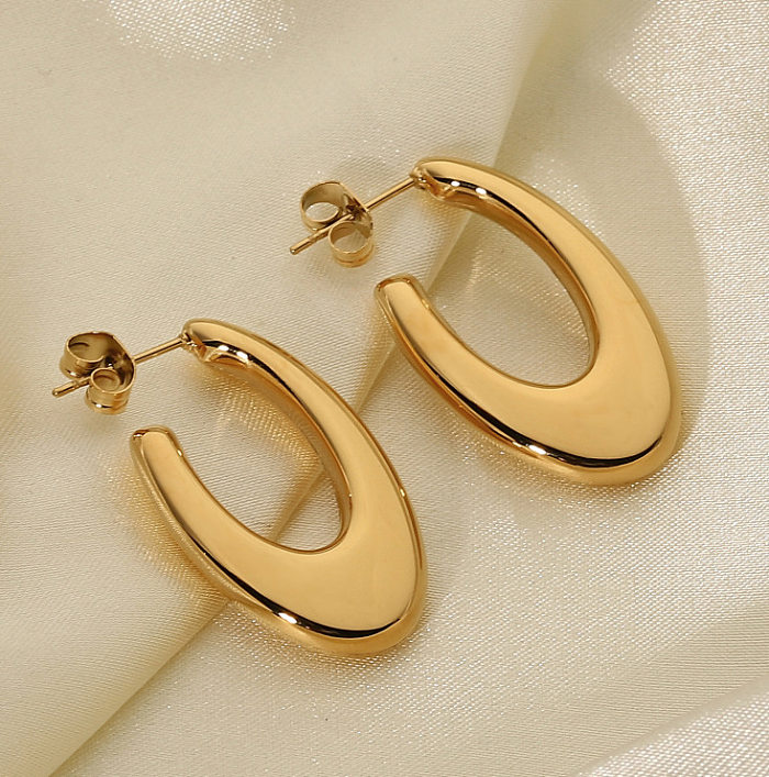 1 par de brincos de orelha banhados a ouro, estilo simples, estilo clássico, bloco colorido, aço inoxidável