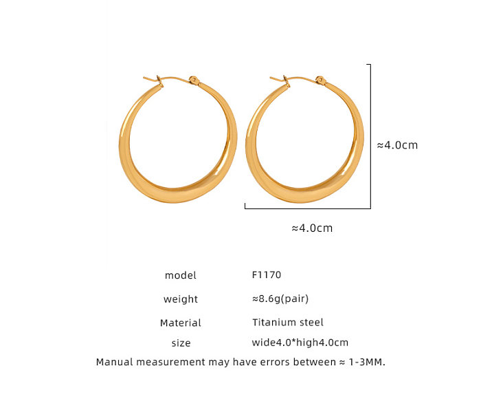 1 Pair Lady Simple Style Solid Color Plating Stainless Steel 18K Gold Plated Earrings
