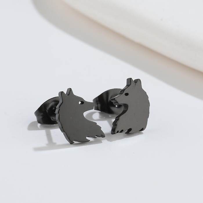 1 paire de clous d'oreilles en acier inoxydable avec motif animal de style simple.