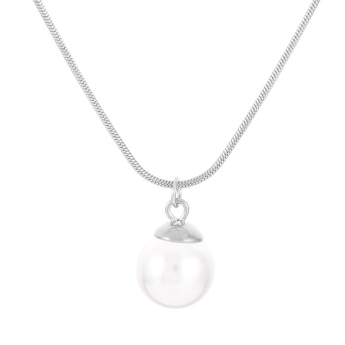 Lady Pearl Stainless Steel  Plating 18K Gold Plated Pendant Necklace