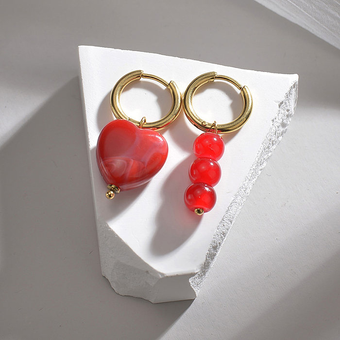 1 Pair Fashion Geometric Heart Shape Stainless Steel  Plating Drop Earrings