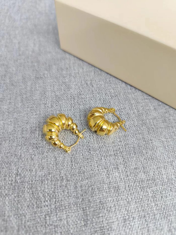 1 par de pendientes chapados en oro de 18 quilates de acero inoxidable con revestimiento geométrico de estilo simple retro