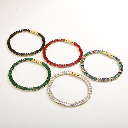 Elegante Armbänder mit einfarbiger Titanstahlbeschichtung und künstlichen Edelsteinen, 18 Karat vergoldet