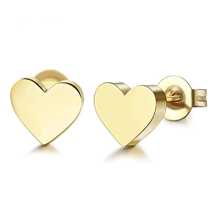 Fashion Triangle Heart Shape Flower Stainless Steel  Plating Ear Studs 1 Pair