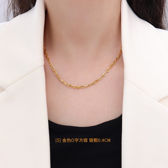 Schlichte, mit 18-karätigem Gold überzogene Halskette mit nackter Kette aus Edelstahl