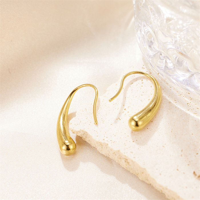 1 par de pinos de orelha banhados a ouro 18K, estilo IG, estilo simples, gotas de água