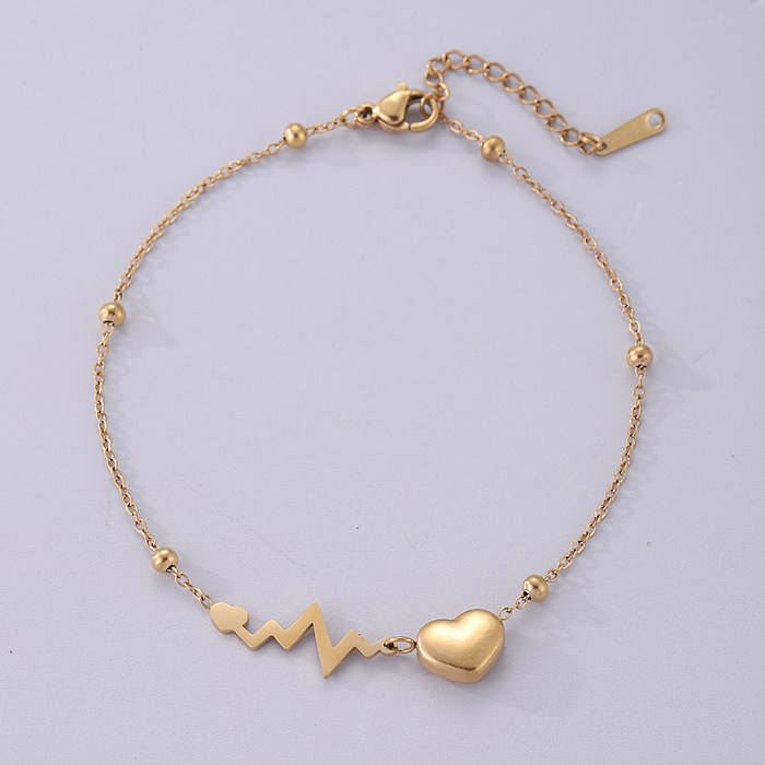 Bracelets plaqués or 18 carats, style Streetwear, électrocardiogramme en forme de cœur, vente en gros