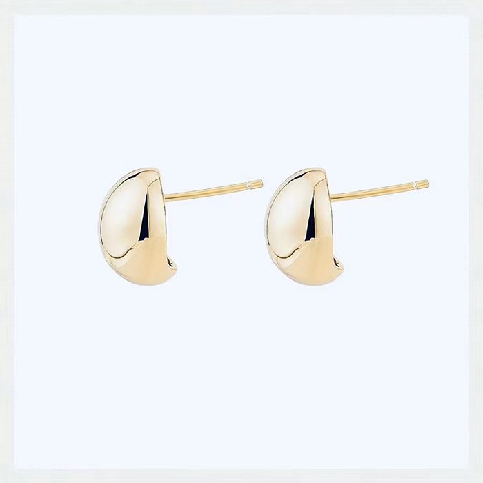 1 paire de clous d'oreilles en acier inoxydable plaqué or et argent, Style Simple, placage géométrique