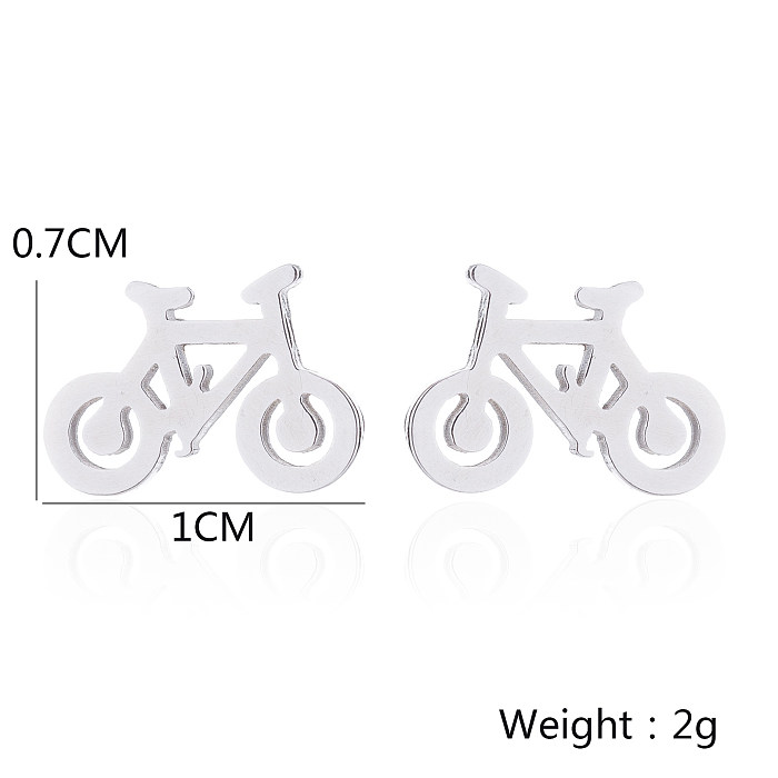 Clous d'oreilles plaqués en acier inoxydable pour vélo, 1 paire, à la mode