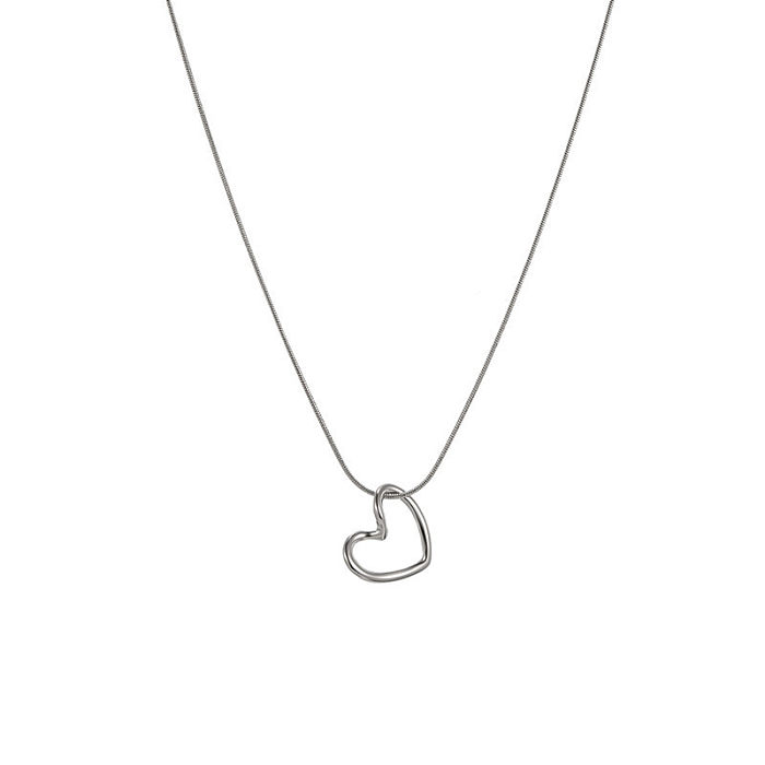 Retro Simple Style Heart Shape Stainless Steel Plating Necklace
