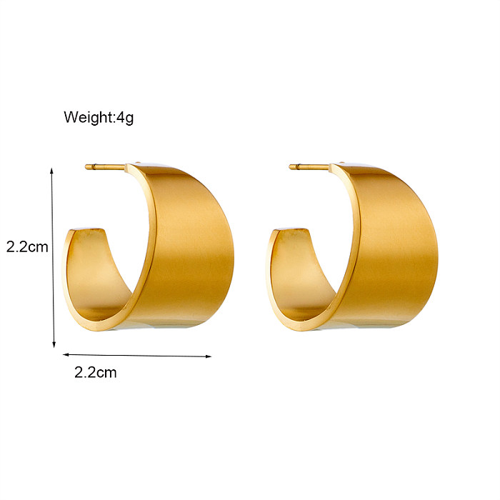 1 par de pinos de orelha banhados a ouro 18K, estilo simples, cor sólida, aço inoxidável
