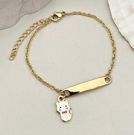Casual Cute Animal Cat Elephant Stainless Steel Plating Gold Plated Bracelets