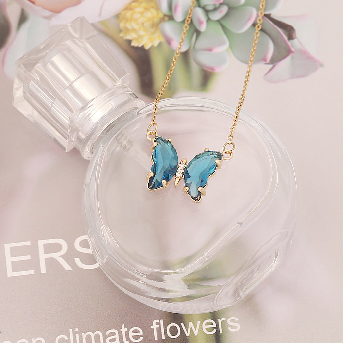 Sweet Butterfly Stainless Steel  Necklace Plating Glass Stainless Steel  Necklaces