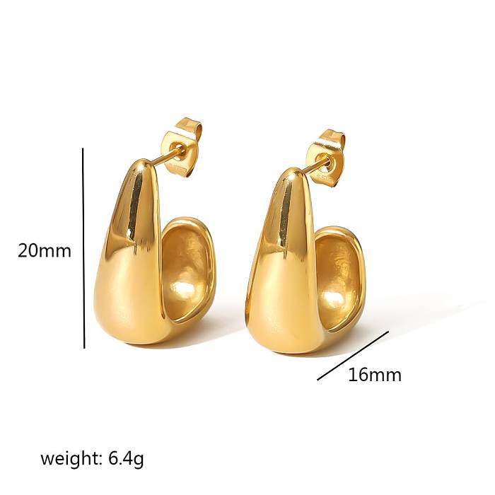 1 Pair Basic Simple Style Commute U Shape Polishing Plating Stainless Steel  18K Gold Plated Earrings