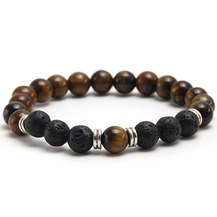 Vintage Style Geometric Color Block Stainless Steel Natural Stone Polishing Plating 18K Gold Plated Bracelets