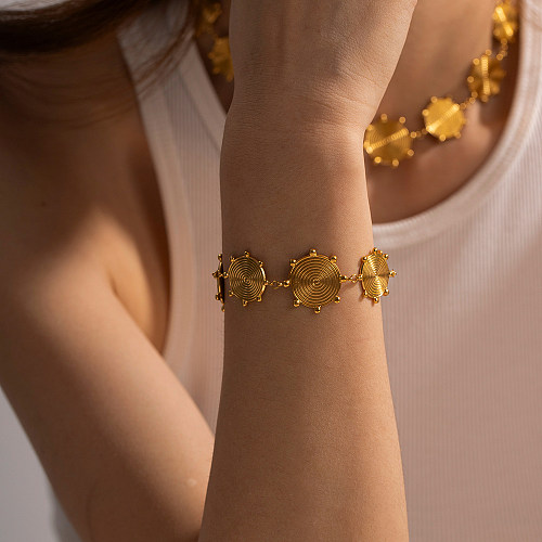 Pulseiras banhadas a ouro 18K geométricas estilo romano retrô em aço inoxidável