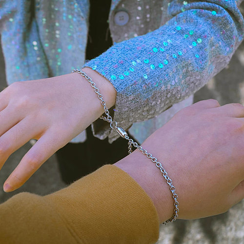 Ensemble de bracelets de Couple magnétiques simples en acier inoxydable, vente en gros de bijoux
