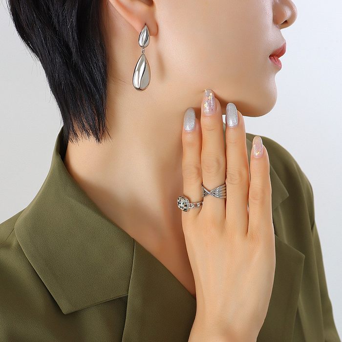 Women'S Retro Fashion Water Drop Stainless Steel Earrings Stainless Steel  Earrings