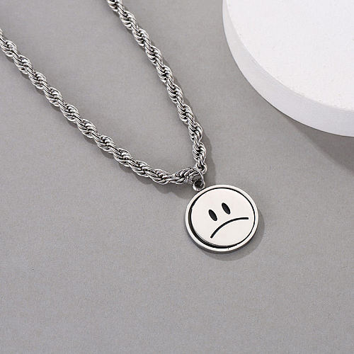 Hip-Hop Smiley Face Stainless Steel  Plating Pendant Necklace