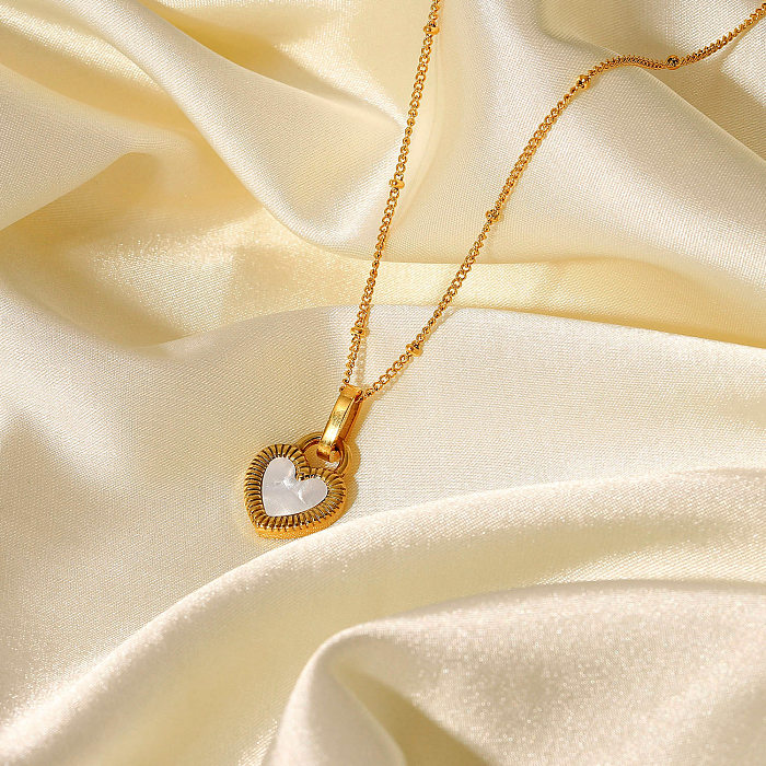 New Style Stainless Steel  18K Gold Plated Double-Sided Heart-Shaped Small Lock Pendant Necklace