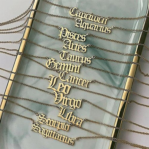 Jewelry 12 Constellation Pendant 316L Stainless Steel Gold Plated Necklace Wholesale jewelry