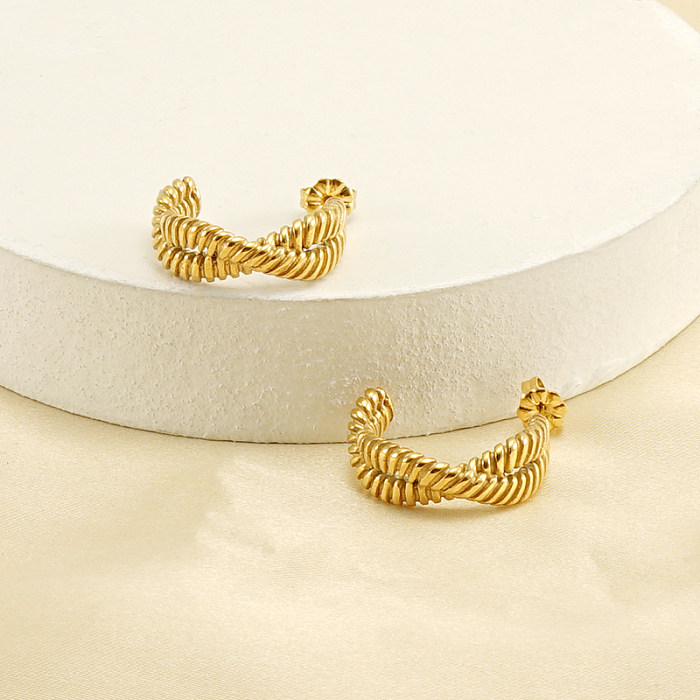 Retro Simple Style Twist Stainless Steel  Plating 18K Gold Plated Ear Studs