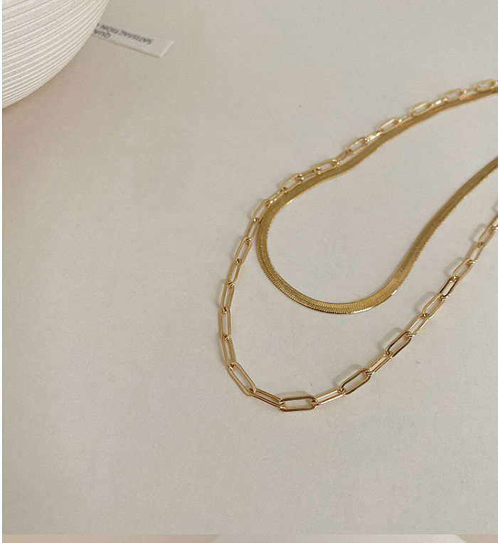 Simple Double Layer Snake Bone Chain Necklace Wholesale jewelry