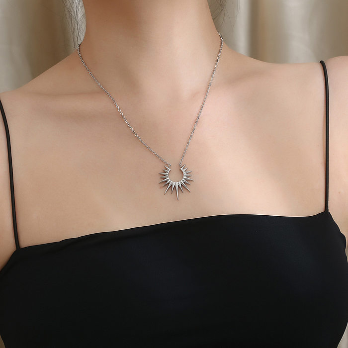 INS Style Sun Stainless Steel Plating Pendant Necklace