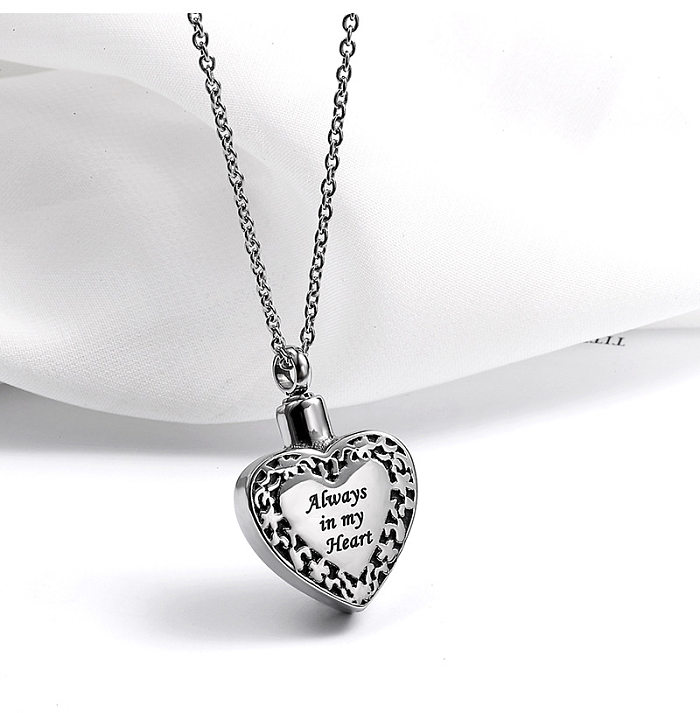 Hip-Hop Retro Heart Shape Stainless Steel Polishing Pendant Necklace
