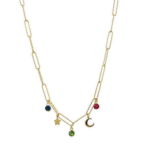 Casual Star Moon Stainless Steel  Plating Zircon Pendant Necklace 1 Piece